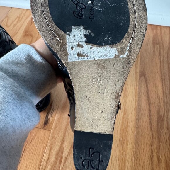 Donald J Pilsner Black Patent Leather Wedge Size 6M - Picture 7 of 7